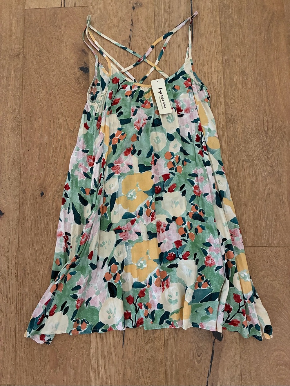Impressions Floral Mini Dress in Green, Yellow, Pink, Red